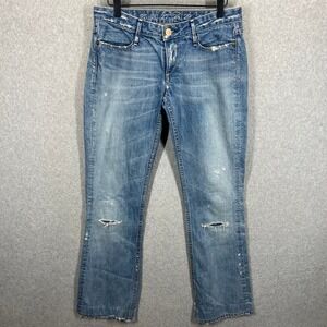 Earnest Sewn Jeans Women 28 Blue Distressed Straight Leg Denim EUC
